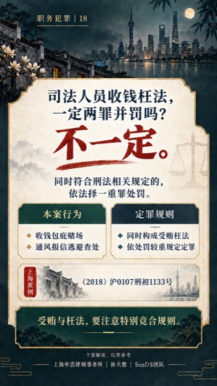 受贿枉法不当然数罪并罚普法海报