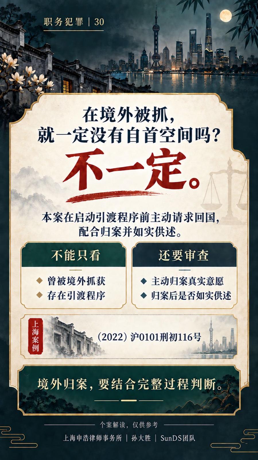 境外到案与自首认定完整普法海报